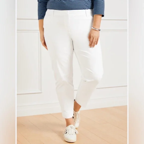 NWT Women’s Talbots White Slim Leg Perfect Crop Pants Size 10 - Picture 1 of 10